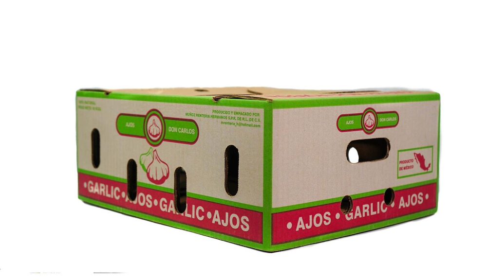 Caja de cartón corrugado para tomate selecto producido en México