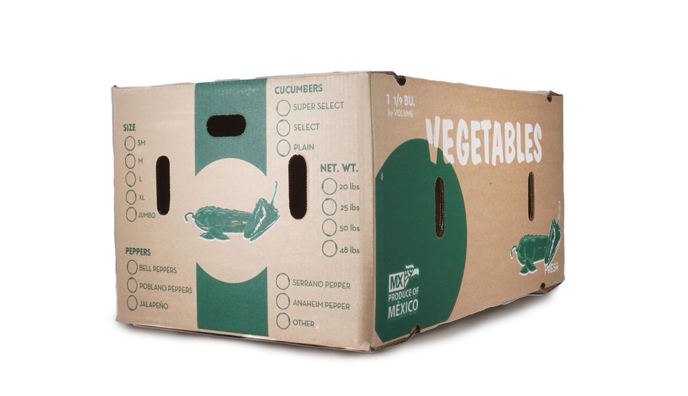 Caja bushel de cartón corrugado para vegetales variados de exportación